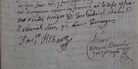 Francisco Alvarez, hijo de Miguel Antonio Alvarez y Maria Miranda, hermana de Trinidad Alvarez, vecino de la ciudad de Mendoza