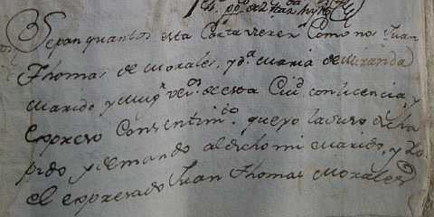 Maria de Miranda y Juan Tomás de Morales vecinos de Trinidad Alvarez en la ciudad de Mendoza